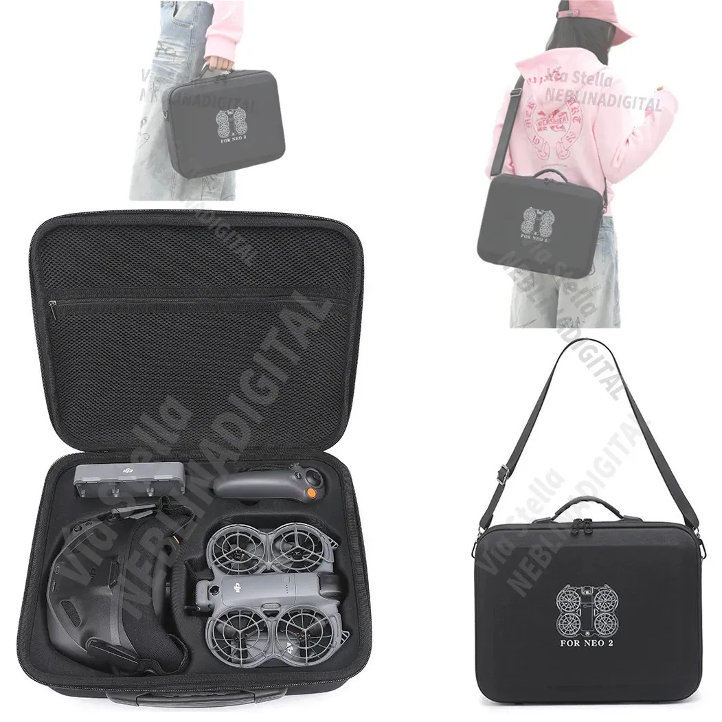 Mochila Rígida Vía Stella Para DJI Neo 2, Impermeable y con Correa de Hombro