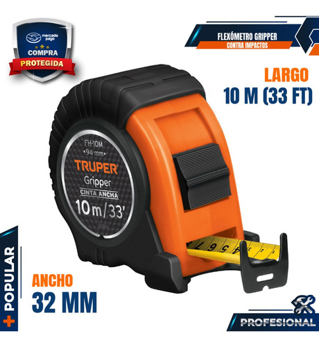 Flexómetro Gripper Contra Impactos 10 M Cinta 32 Mm 14582