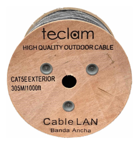 Bobina Cable Utp Exterior Cat5e 305m 80% Cobre Cctv Teclam