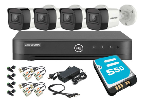 Kit De Seguridad Hikvision Dvr 4ch Cámaras 1080p Balun Disco