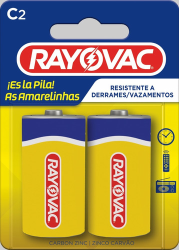 Pilha Zinco Rayovac Tamanho C Com 2 Unidades