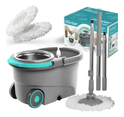 Mop Profissional Inox 16l Com 2 Refis De Microfibra Glinter