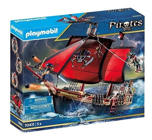Figura Para Armar Playmobil Barco Pirata Calavera 132 Piezas