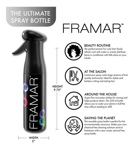 Framar - Botella De Spray Para El Cabello, Botella De Spray