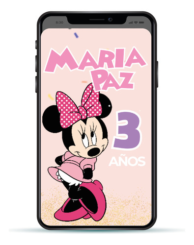 Video Invitación Digital Animada Infantil Minnie Rosa