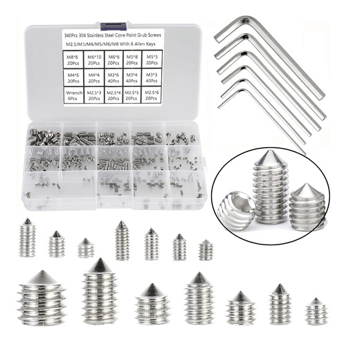 Kit De Tronillos Hantof X 340 Pzs, C/ 6 Llaves Hexagonales