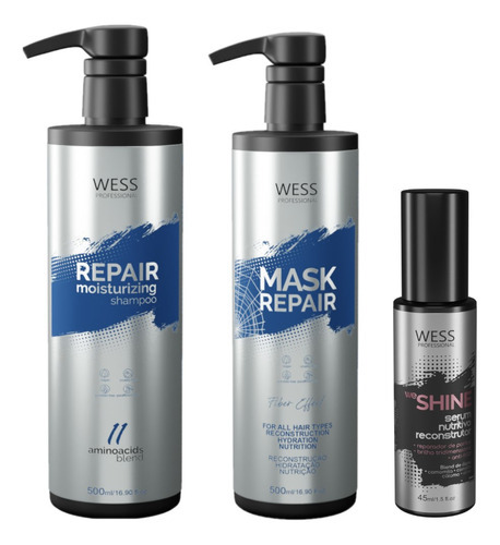 Kit Wess Repair Sh 500ml + Mask 500ml + We Shine 45ml