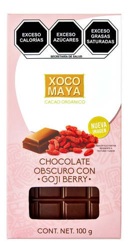Imagen 1 de 8 de Barra De Chocolate Oscuro Con Bayas De Goji Xoco Maya