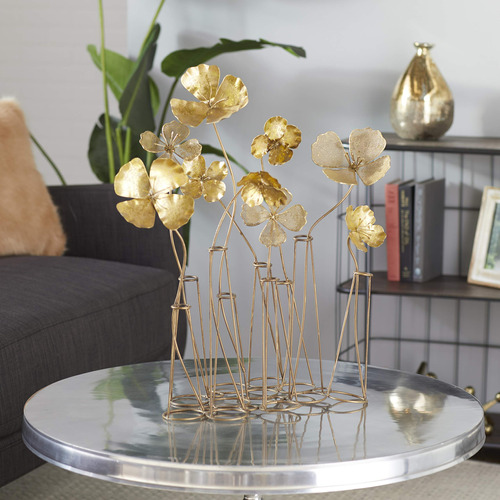 Deco 79 Escultura Floral Metal 16 X 21  Dorado