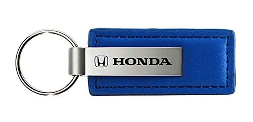 Llavero Anillo Azul Piel Rectangular Plata Logo  Honda