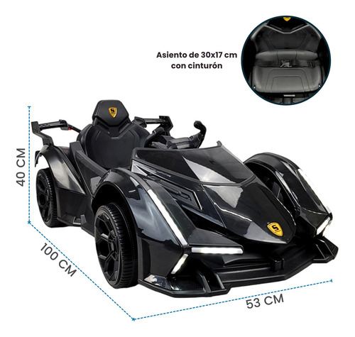 Montable Para Niños Con Control Remoto,sonido,luz,usb, 12v Color Negro