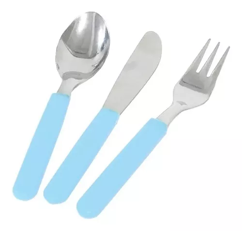 Set X3 Cubiertos Bebé Infantil Plástico Acero Inox Carol