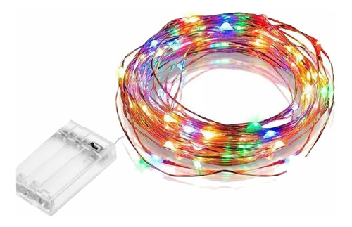 Tira Leds Alambre A Pila Colores 5 Metros Sumergible 50 Leds