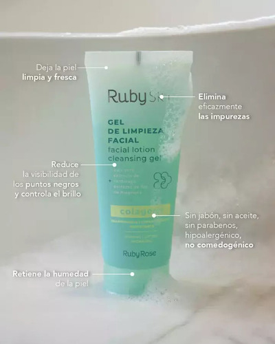Gel Limpieza Facial Ruby Rose Colágeno Reafirmante Hidrata