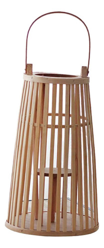Candelabro De Madera, Portavelas De Bambú, Farol, 25cmx60cm