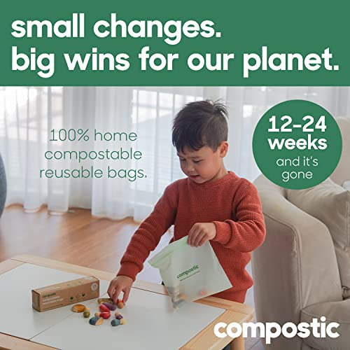 Home Compostable Resealable Sandwich Bags (7'x7') Micro...
