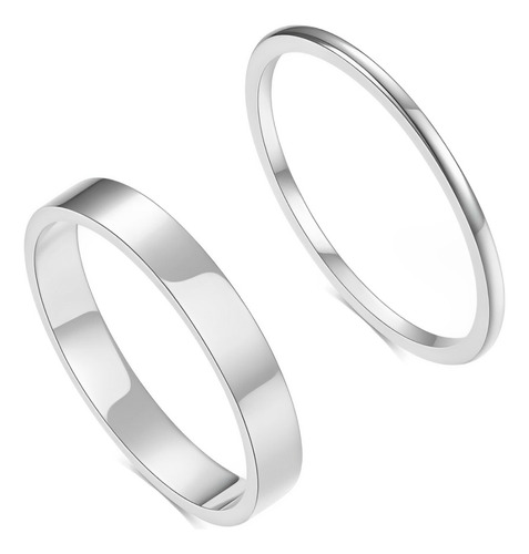 Anillos Lisos Pareja Novios Regalo Joya Plata 950