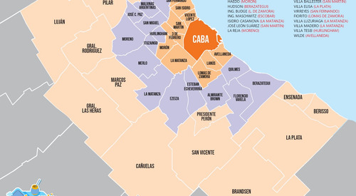 Mapa Caba Y Gran Buenos Aires Hasta 3° Cordón 130x90 Cm