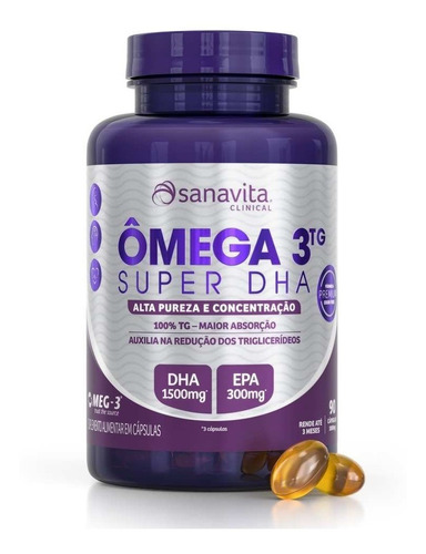 Omega 3 Tg Super Dha 90 Caps 1000mg Sanavita - Óleo De Peixe