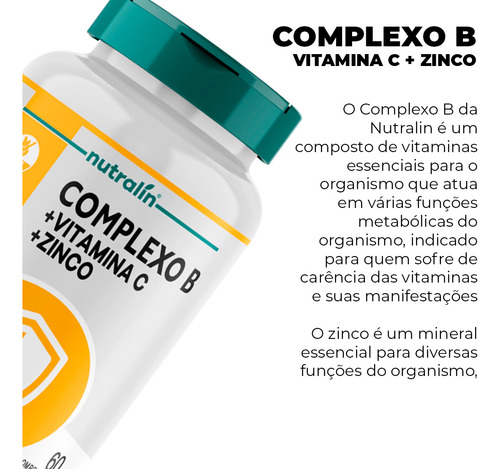 Complexo B Nutralín Com Vitamina C E Zinco 60 Comp.