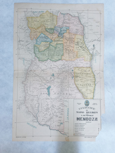 Lamina Antiguas De Revista * Billiken * Mapa Mendoza (Usado)