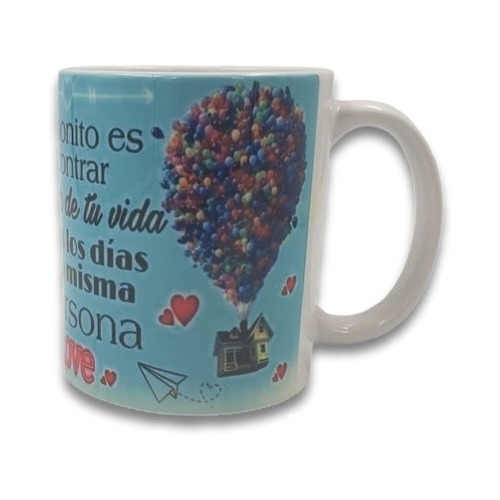Taza Enamorados Love, Viejitos Up, Carl Y Elie, 325ml.