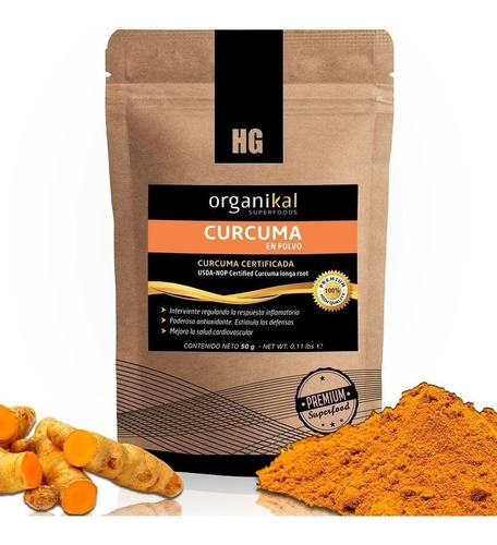 Curcuma En Polvo Organikal X50gr Premium Hgl