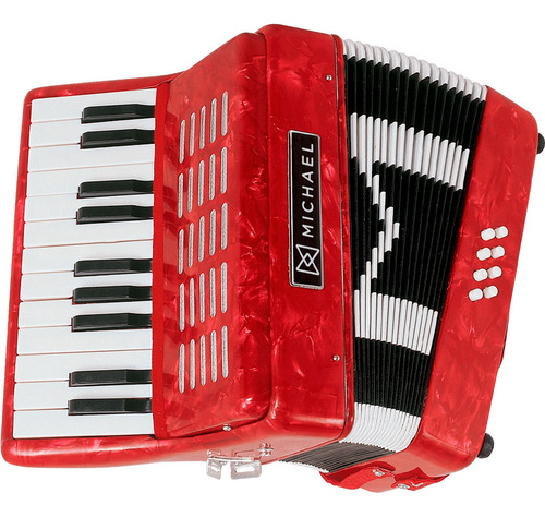 Acordeon Michael Acm0822prd Vermelho Perolado 8 Baixos