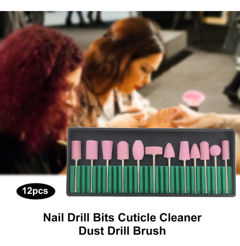 12 Peças De Brocas Para Unhas, Limpador De Cutículas, Escova