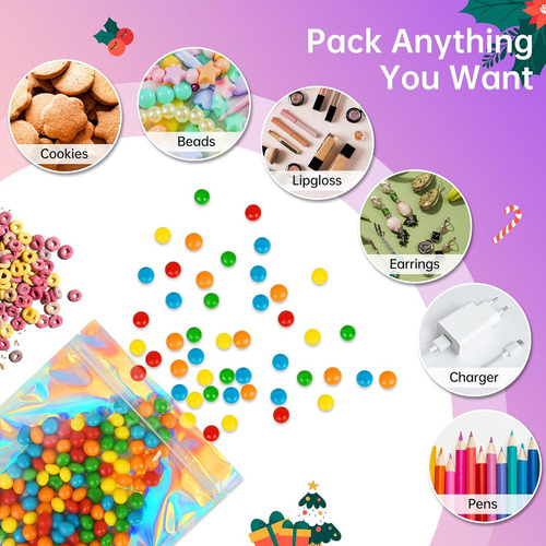 Bolsas Holográficas Cierre Resellables Ecologicas 400pcs Color Deslumbrante Deslumbrar