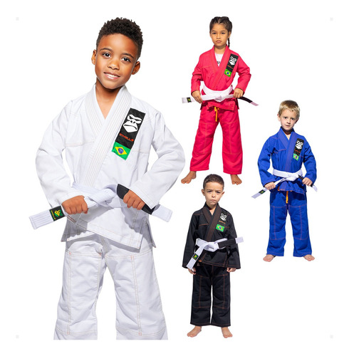 Kimono Infantil + Faixa Branca Jiu Jitsu Judo Karate Gorilla