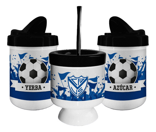 Set De Mate Sublimado Yerbera Azucarera Mate Velez Sarsfield