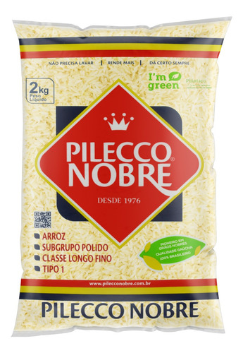 Arroz Polido Tipo 1 Pilecco Nobre Pacote 2kg