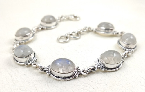 Pulsera Piedra Luna Regulable Plata 925 Sellada Art 264