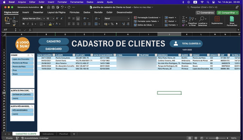 Planilha Cadastro E Controle De Clientes