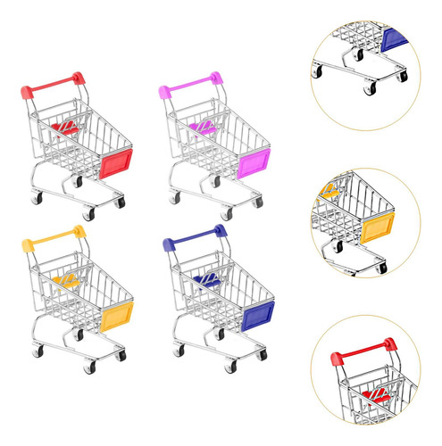 4pcs Mini Carrinho De Compras Mini Cesta De Armazenamento