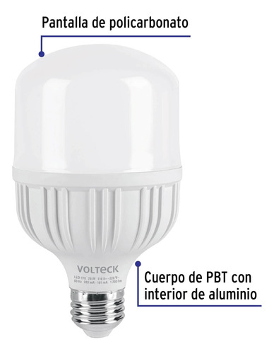 Lámpara De Led Alta Potencia 20 W Luz De Día, Volteck 46225