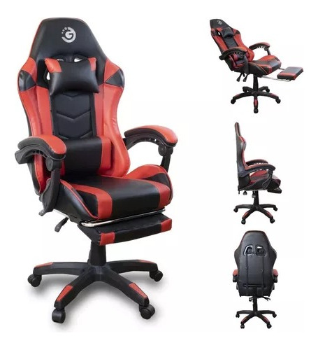 Silla De Escritorio Giratoria Goldtech Gamer Roja Y Negra 