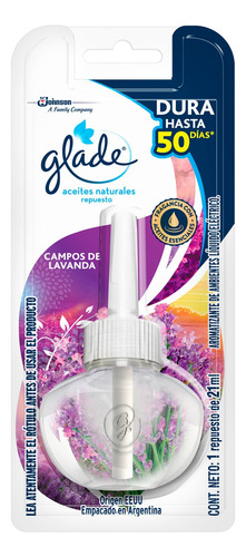 Repuesto aromatizante Glade Aceites Naturales líquido campos de lavanda 21 ml