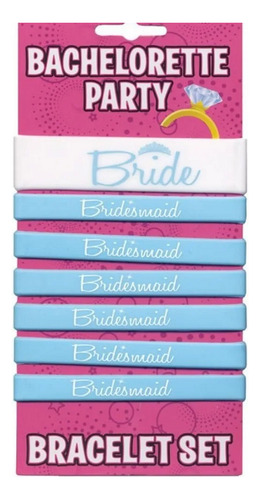 Pulseras Bandas Para La Novia Y Sus Amigas Despedida Soltera Blanco Y Celeste