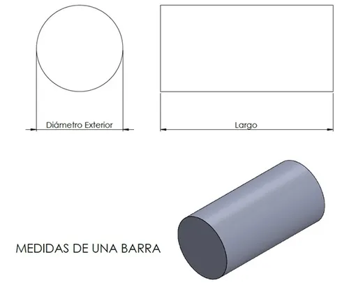Barra Delrin Color Negro, Resina Acetal, Pom Ø100x1000 Mm Me
