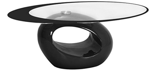 Fab Glass And Mirror Black Glass Mesa De Centro 25,5 X 43,5