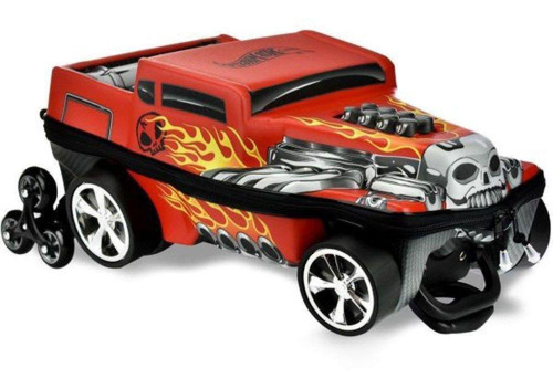 Mochila  Lancheira Escolar 3d Infantil Hotwheels Shaker Cor Laranja Desenho do tecido Hot Wheels