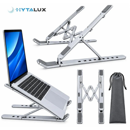 Suporte Notebook Alumínio Portátil Dobrável Hytalux Resistente Suporte Articulado E Dobrável, Tablet, Laptop E Mesa Portátil, Base Ergonômico P/ Escritório Inclinação Confortável Base Antiaderente