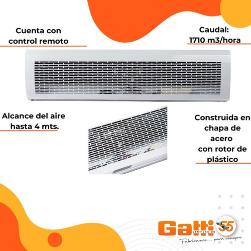 Imagen 4 de 10 de Cortina De Aire 120 Cm Frío Solo Con Control Remoto 2 Vel