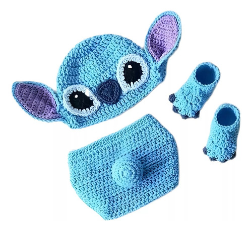 Disfraz Tejido Bebe Stitch. Azul 0-1 M