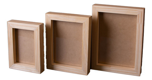 Cuadro Madera 20x20 Con Vidrio Y Gancho Para Colgar Pino Natural Box