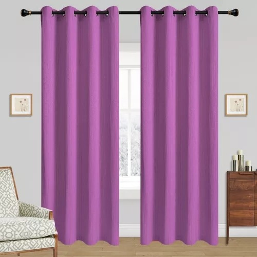 Cortinas Bumbu Liso Hogar 2 Panos 140x220 Cm Color Morado