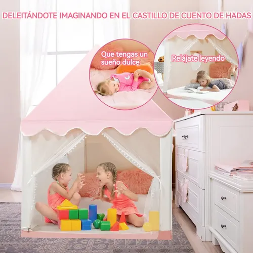 Ergocar Tienda De Campaña Infantil Dream Castle – 100x120x140 Cm, Con Bolas De Colores Y Luces, Para 3-4 Niños, Fácil Montaje, Regalo Ideal