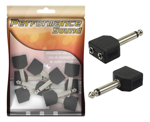 10x Adaptador P10 Macho Mono X Duplo J2/p2 Fêmea Mono